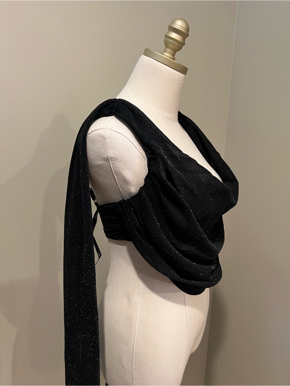 Jluxlabel NWT Sparkly Black Draped Wrap Top Sz Small